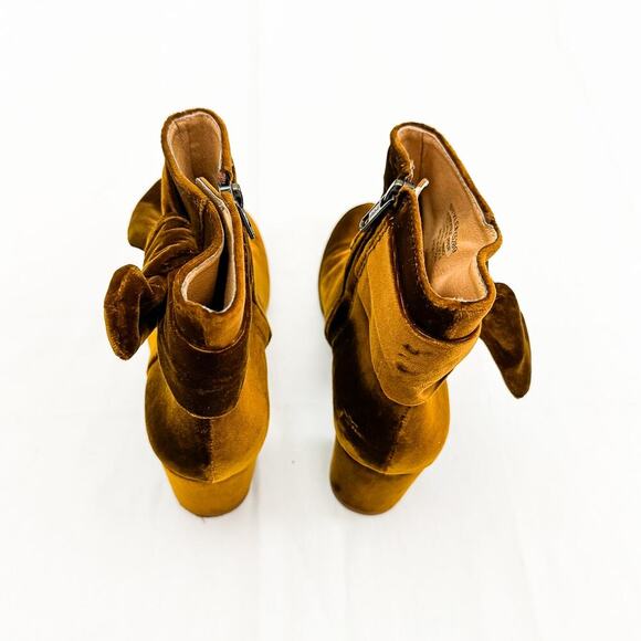 Madewell The Esme Bow Boot Brown VelvetBlock Heel Bootie K5289 Size 6 - Picture 3 of 6
